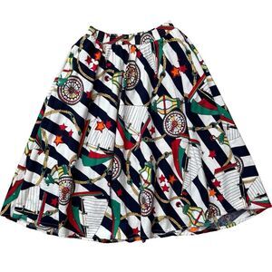 Vintage 80s Tumbleweeds Nautical Print Full Skirt  Womens Size M Made in USA